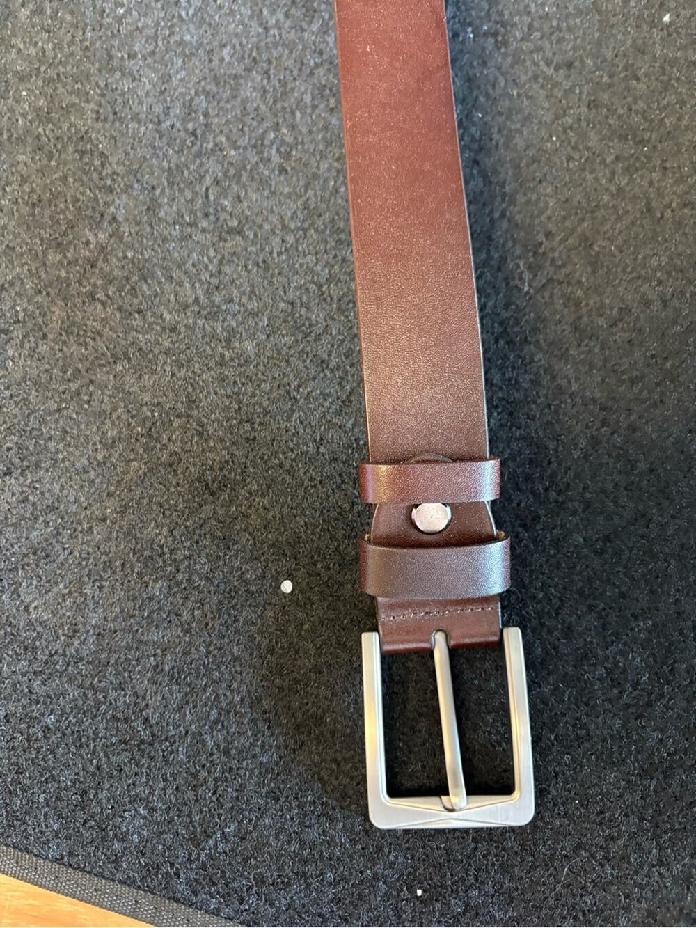 Men’s Brown Leather Belt Gunmetal Buckle 2” Wide Size XL